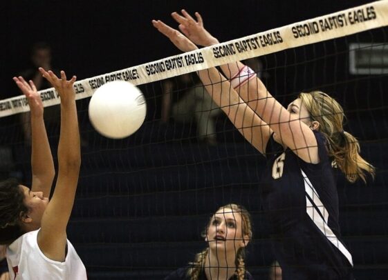 volleyball blocked shot net girls 1617874